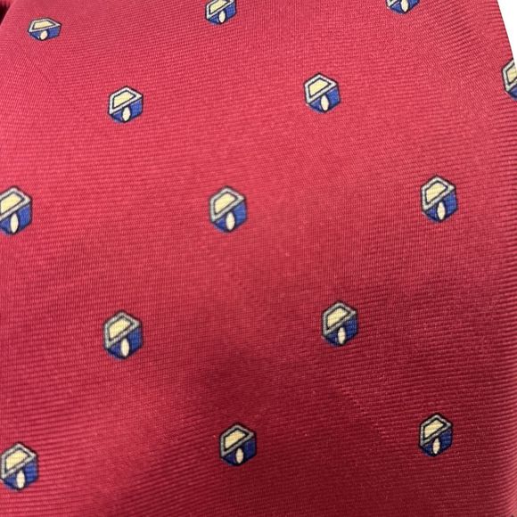 Vintage 80’s Yves Saint Laurent 100% Silk Designer Tie Deep Red Made In USA - Picture 5 of 5